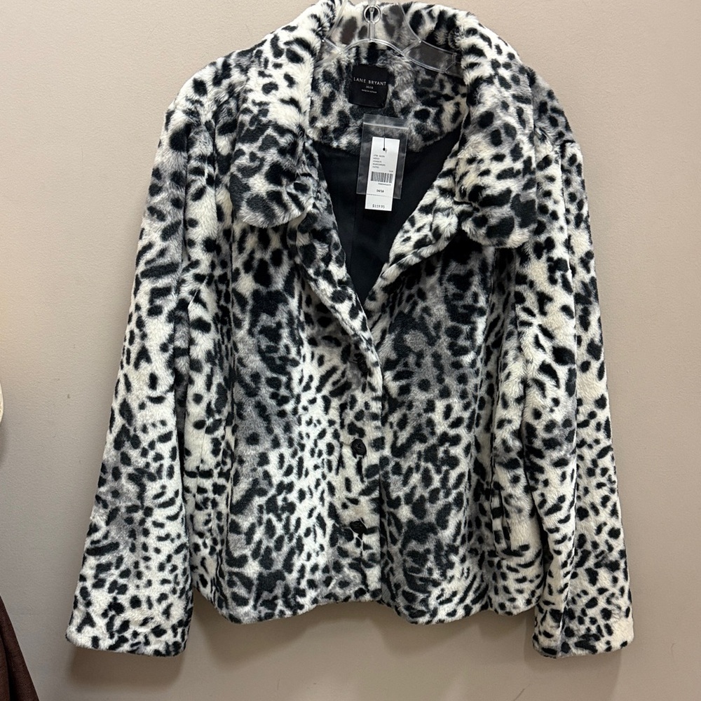Lane Bryant Black and White Teddy Jacket